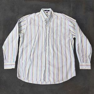 Alan Flusser Shirt Men's Large Multicolor Stipe Long Sleeve Button Up‎ Casual